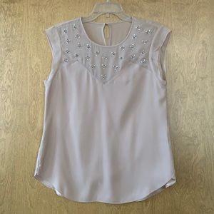 Rebecca Taylor Cap Sleeve Jeweled Blouse